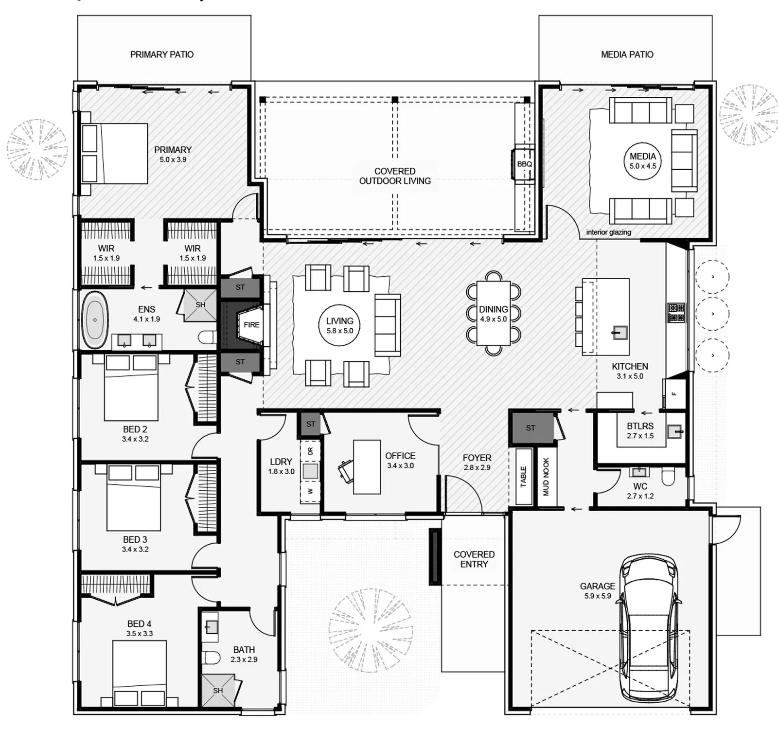 Mont Blanc H Shaped Home floor plan