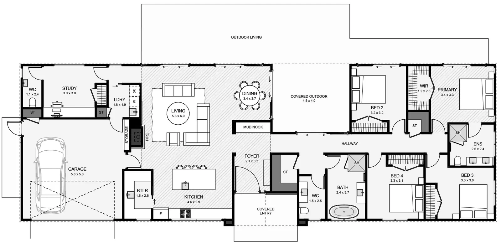 Alabaster Barn Style Home floor plan