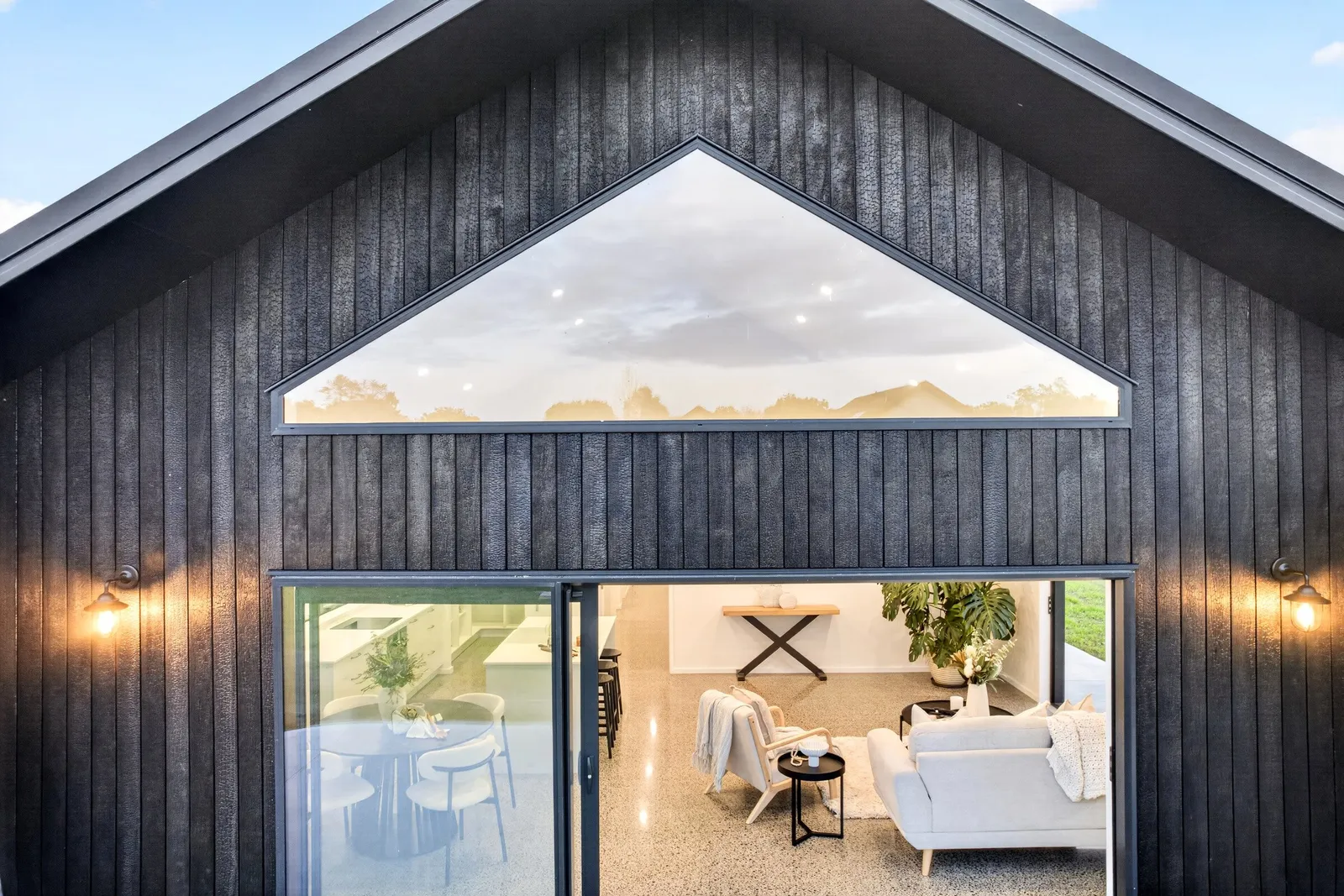 Burnt Japanese cedar feature gable end by Whitechurch Construction, Te Awamutu builders.
