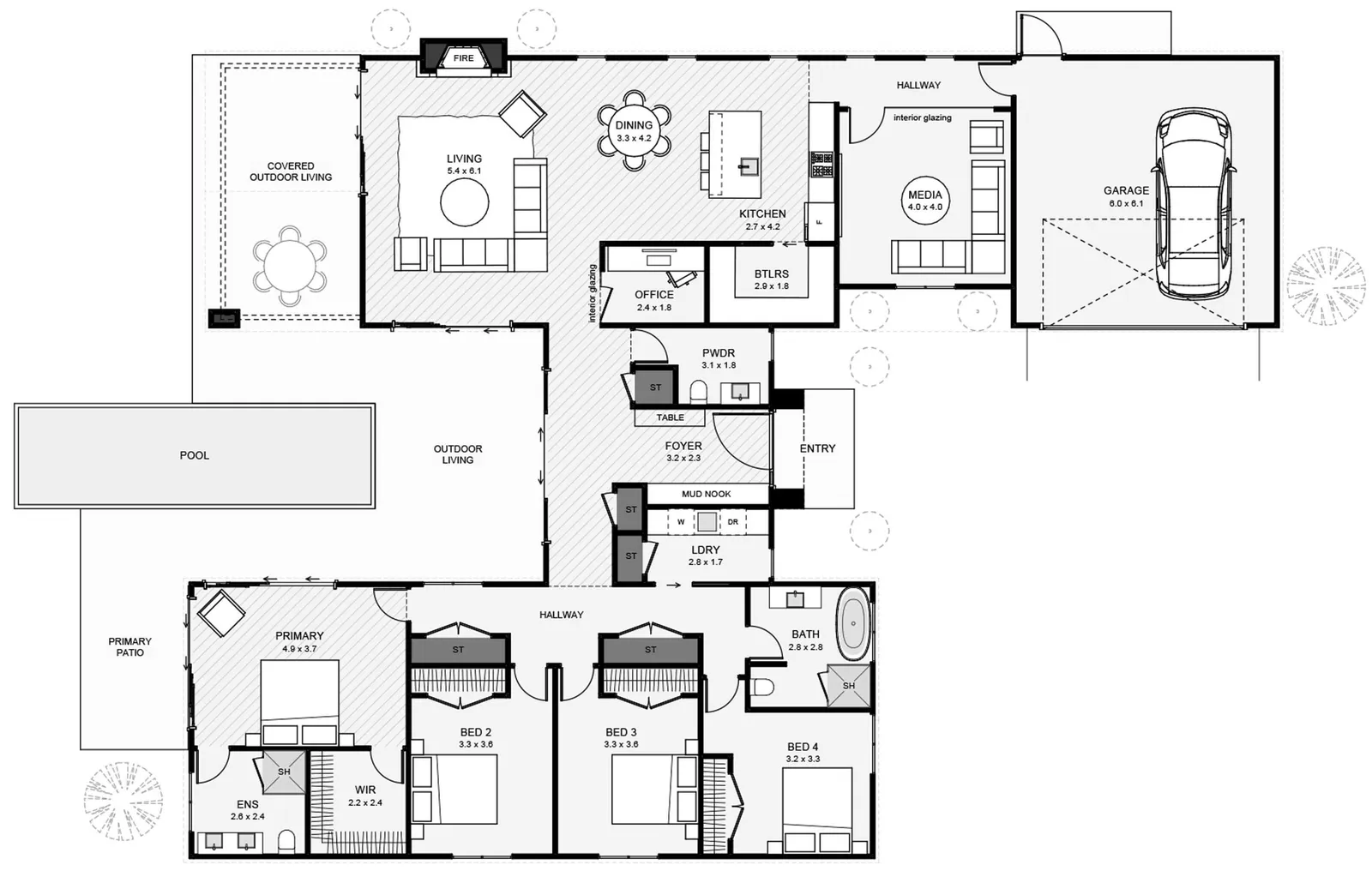 Niseko H Shaped Home floor plan